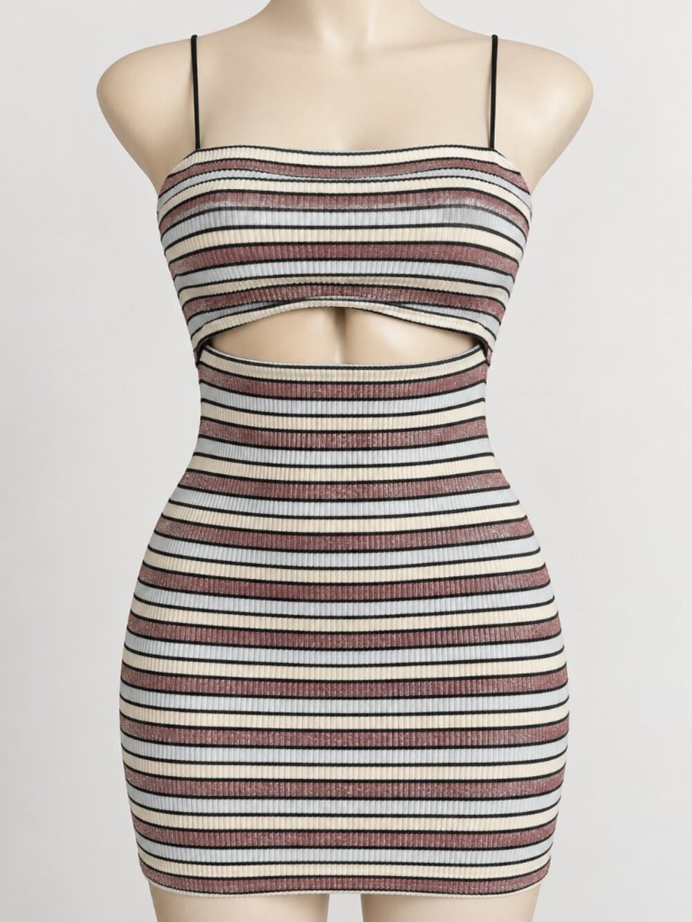 I JOAH Shimmer Striped Cutout Mini Dress Size S